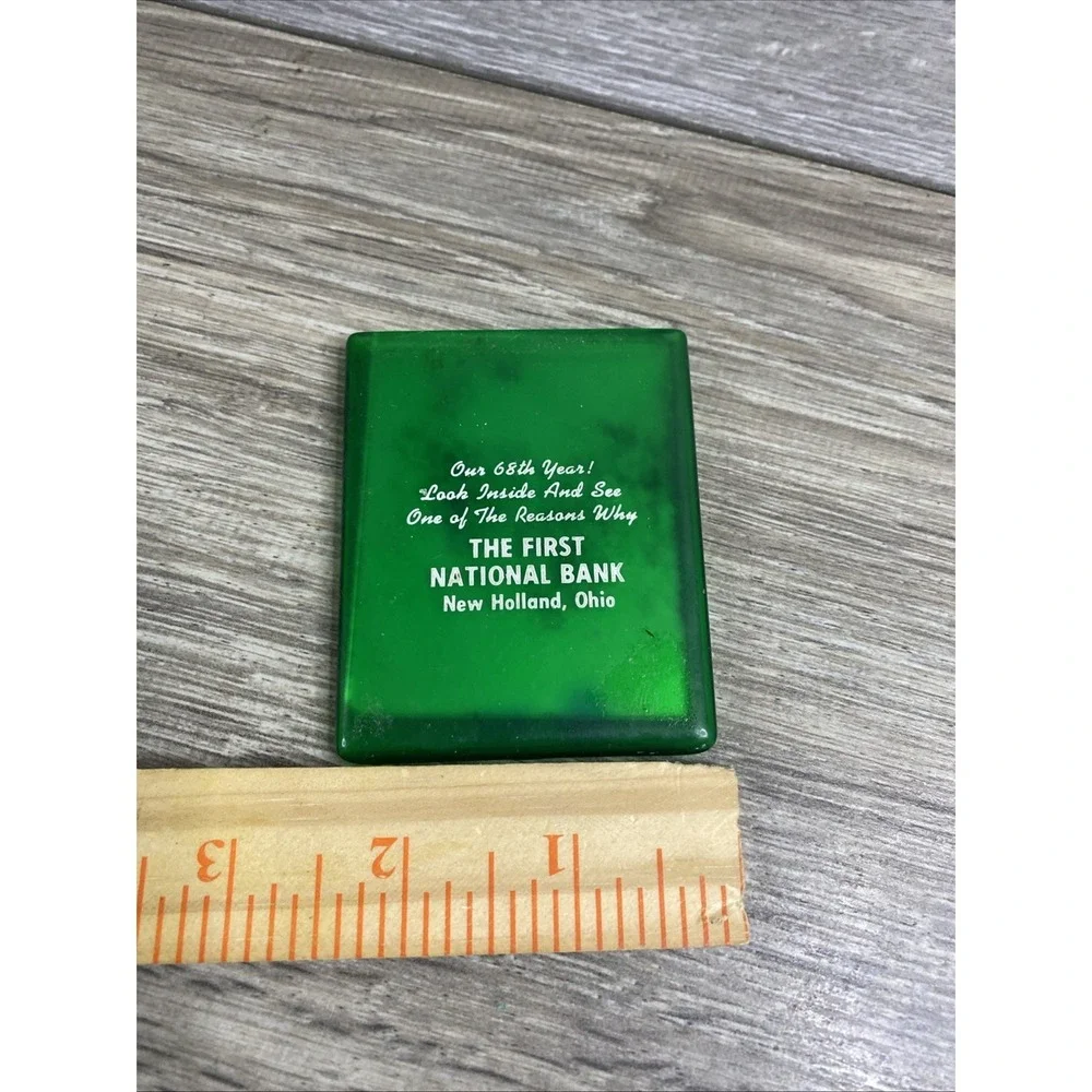 VTG Advertising Pocket Mirror w Plastic‎ Sleeve First National Bank New Holland
